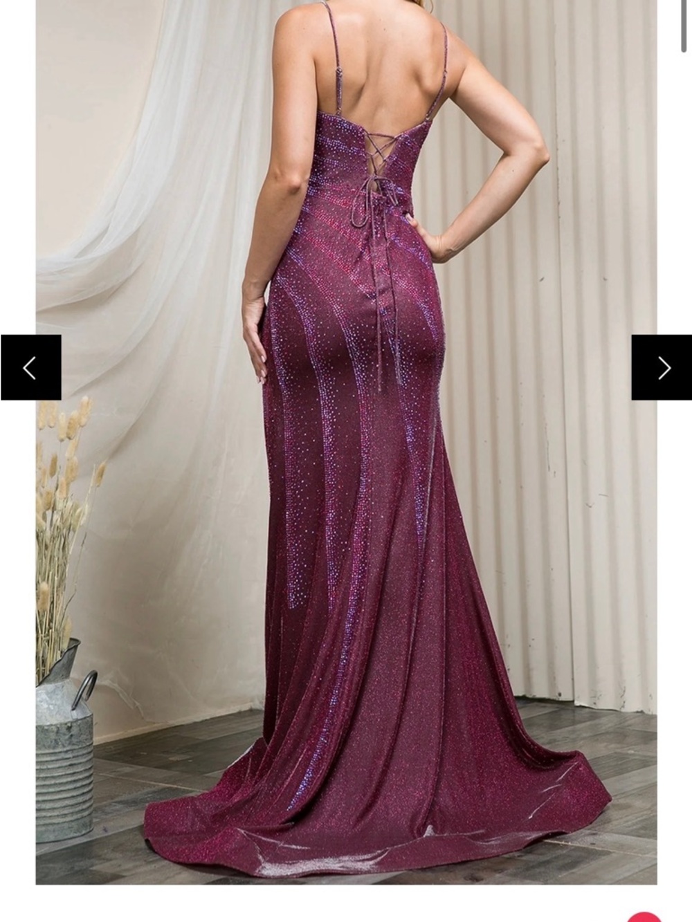 Sparkling Plum Lace-Up Sequin Prom Dress - Women